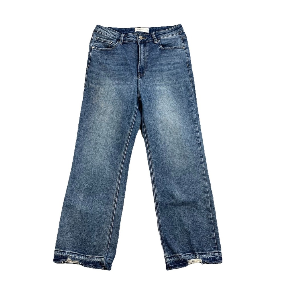 Risen Los Angeles Women's 13/31 High Rise Straight Leg Jeans Shadow Hem Cropped